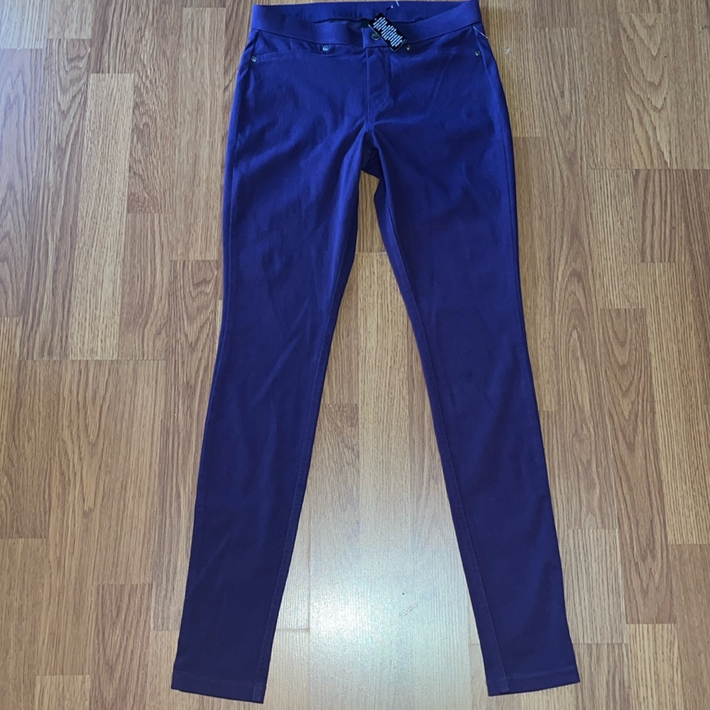 Hue Eggplant Purple Ultra Soft Denim Leggings Jeggings Real Back Pockets Small